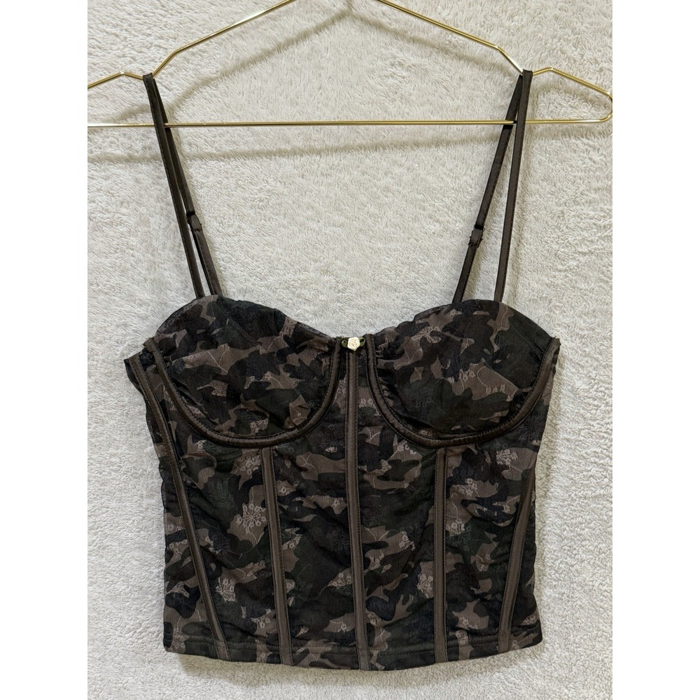 NWOT Pretty Garbage Camo Lace Corset Bustier Medium Fairy Grunge Concert